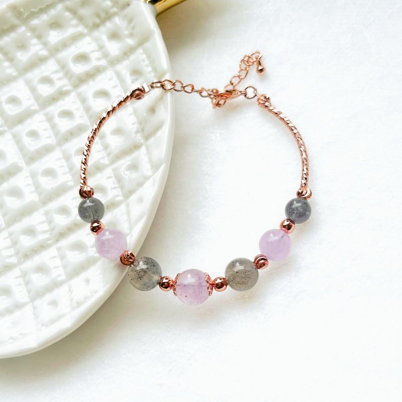 Natural Stone Crystal Bracelet - สร้อยข้อมือ - คริสตัล สีม่วง