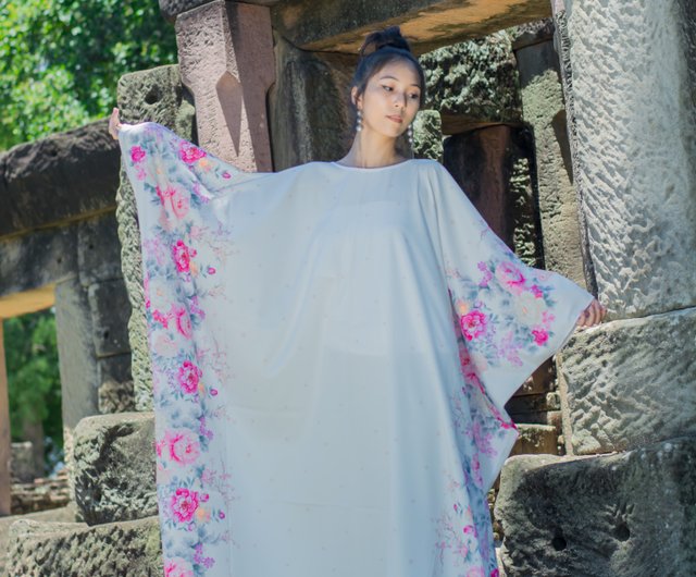 white floral abaya