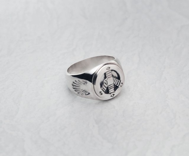 Silver Ring with Peace Wheel