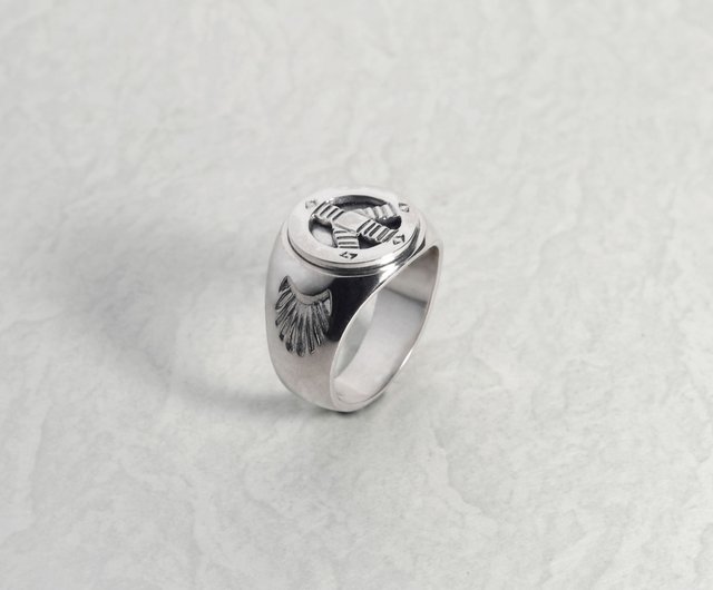 Silver Ring with Peace Wheel