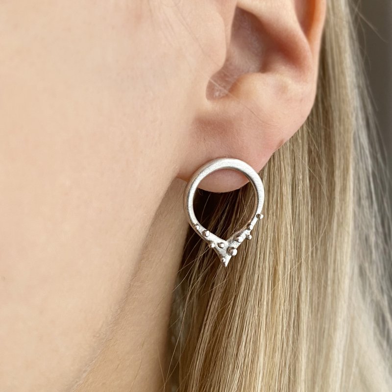 Sterling Silver Earrings & Clip-ons Silver - Unique style handmade silver earrings with tiny bubbles, Girlfriend gift idea