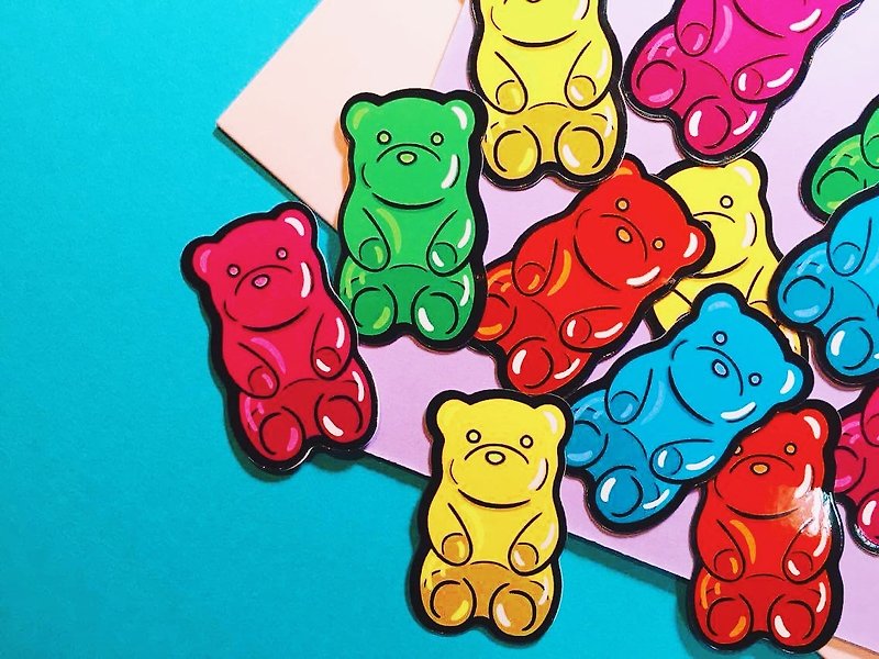 Gummy Bear Front-Combination / Sticker - สติกเกอร์ - วัสดุกันนำ้ หลากหลายสี