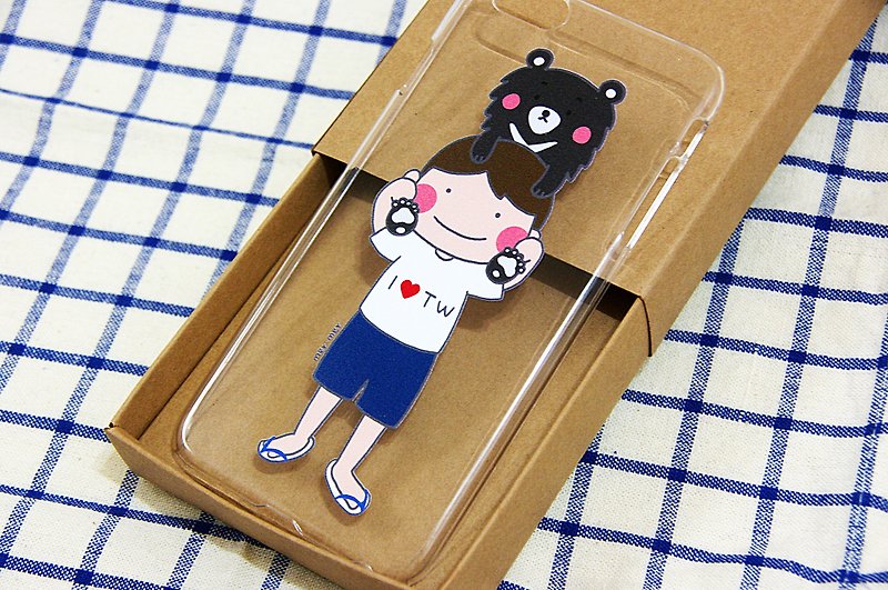 mer‧mer I love Taiwan (black bear) mobile phone case (hard shell)/IPHONE (5/5S, 6/6S, 6+/6S+)/Christmas gift/I love Taiwan/Taiwan black bear/exchange gifts - เคส/ซองมือถือ - พลาสติก สีดำ