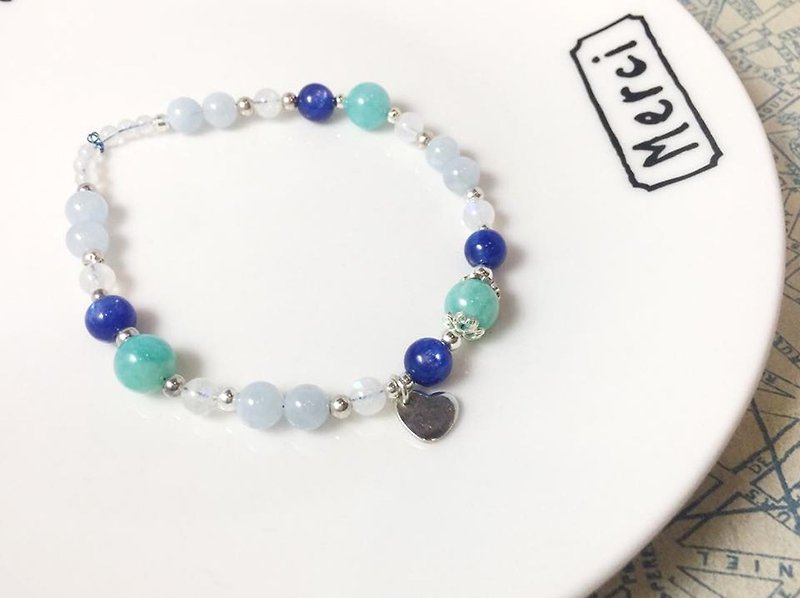 MH sterling silver natural stone custom series _ summit _ Tianhe stone - Bracelets - Semi-Precious Stones Blue