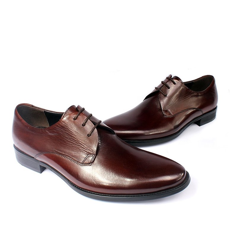 Sixlips simple plain Derby shoes V-Front coffee - รองเท้าลำลองผู้ชาย - กระดาษ สีนำ้ตาล