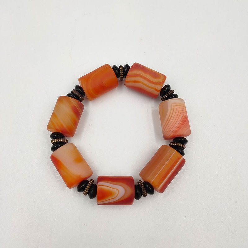 Melaleuca agate bracelet/hand bead pattern clear jewelry bracelet - Bracelets - Other Materials Orange