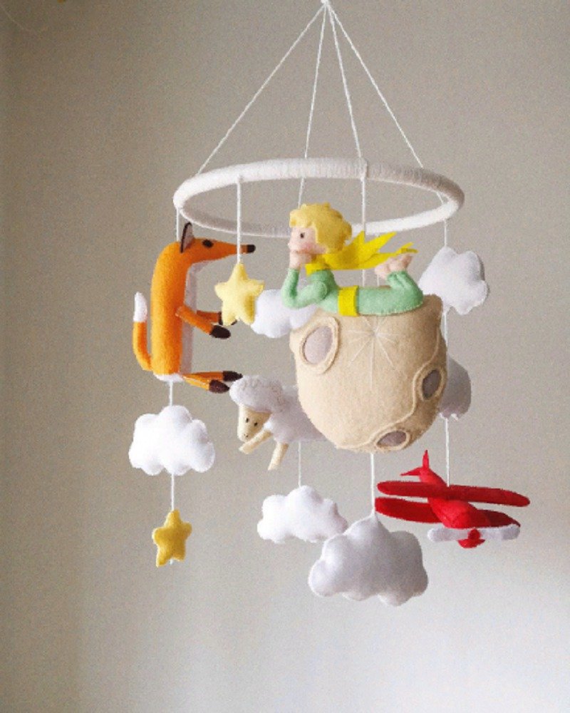 The little Prince Baby mobile hanging, new baby gift - ของเล่นเด็ก - วัสดุอีโค สีเขียว