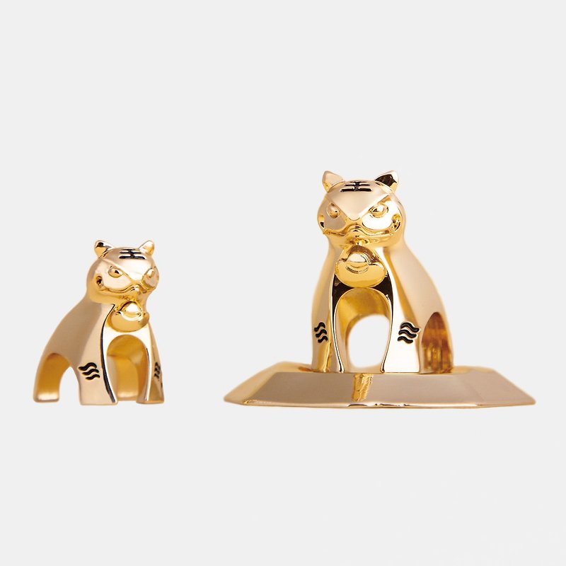 [Mother’s Day Gift 20% Off] Lucky Golden Tiger Ornaments_Tiger and Tiger Shengwei Group - ของวางตกแต่ง - โลหะ สีทอง
