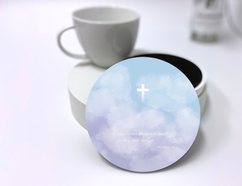 Cloud Scripture Ceramic Coaster—Winter - Coasters - Porcelain 