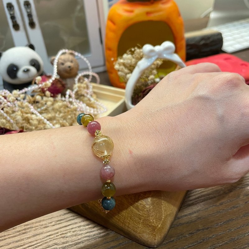 相守,鈦晶+多彩碧璽手鏈,14K注金手鍊,設計款文創手作,元 - 手鍊/手環 - 水晶 