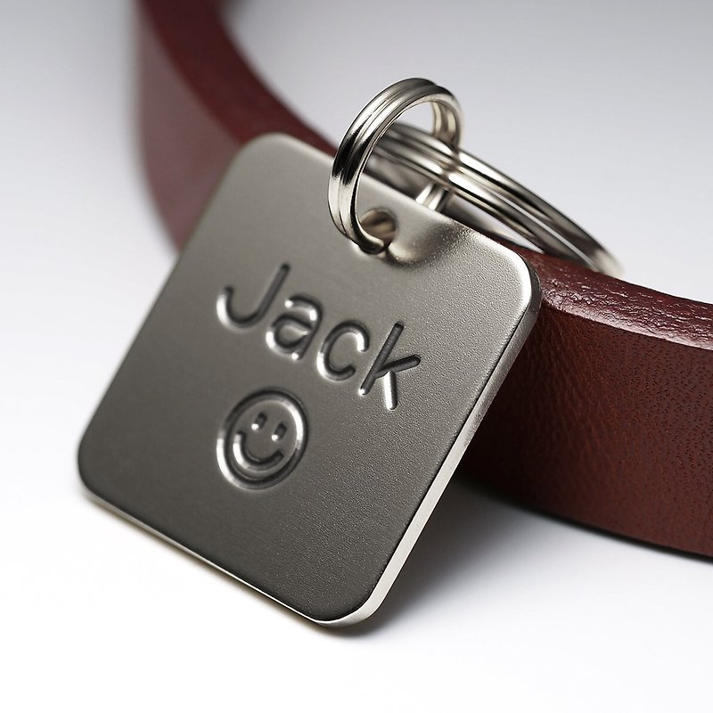 Square Dog Tag, Nickel Dog Tag, Personalized Pet ID Tags, Engraved Name tag - อื่นๆ - โลหะ สีเงิน