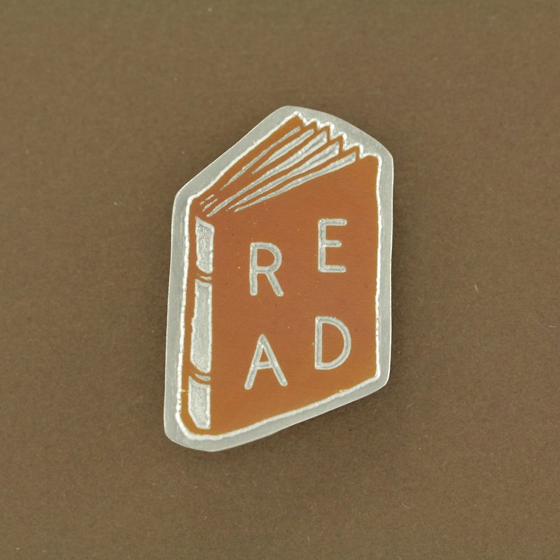 READ Letterpress Brooch for book lovers - Brooches - Other Metals Silver