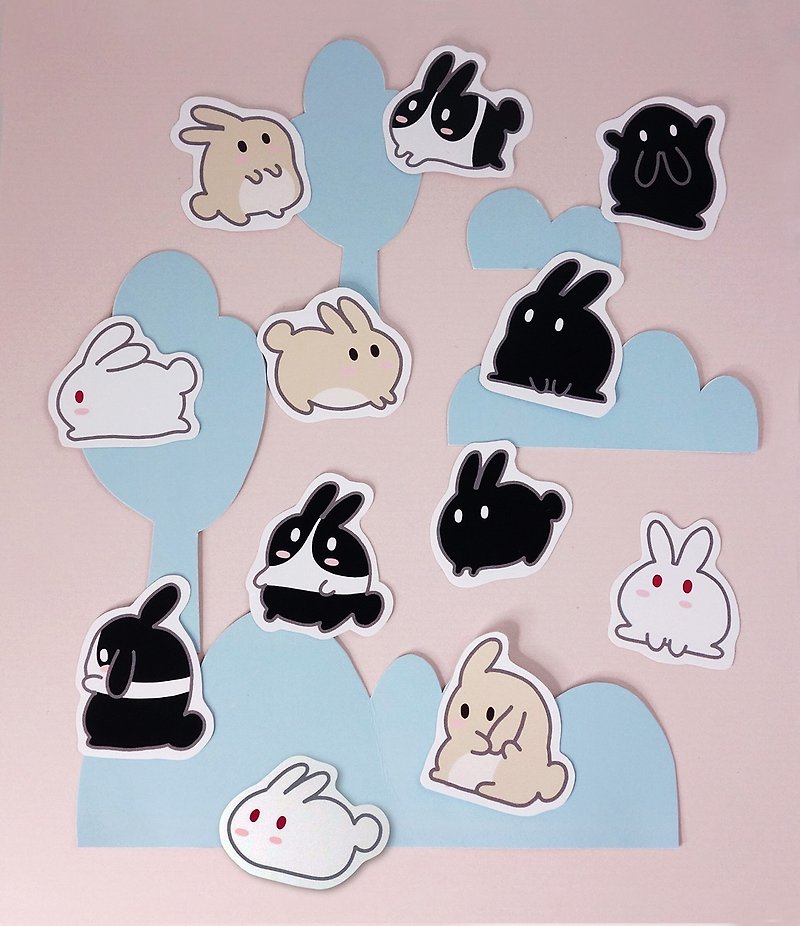 Rice fried rice cake Rabbit Stickers 12 / group - สติกเกอร์ - กระดาษ ขาว