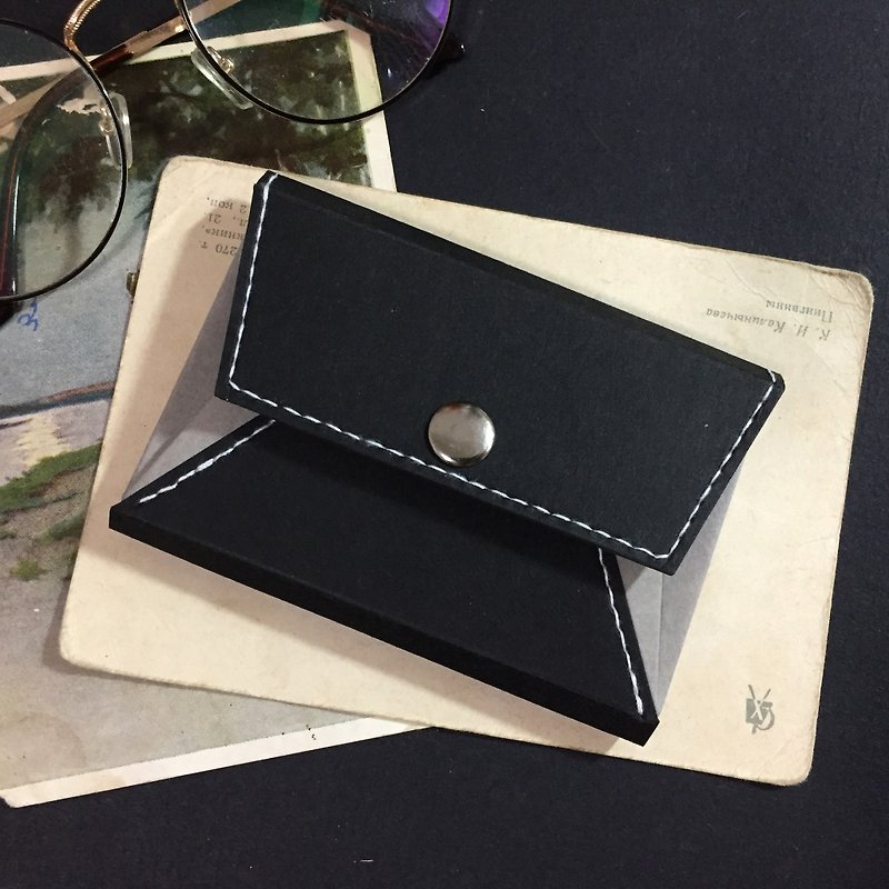 Business card holder, coin purse - washable kraft paper, leather paper - Wallets - Paper Black