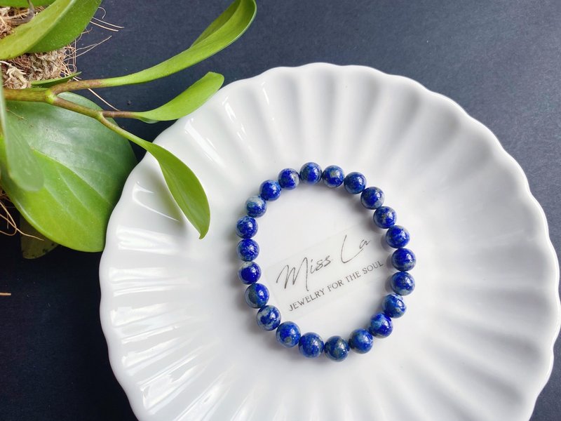 Valentine's Day lapis lazuli peace and health thoughts clear communication expression bracelet gift natural stone - สร้อยข้อมือ - คริสตัล สีน้ำเงิน