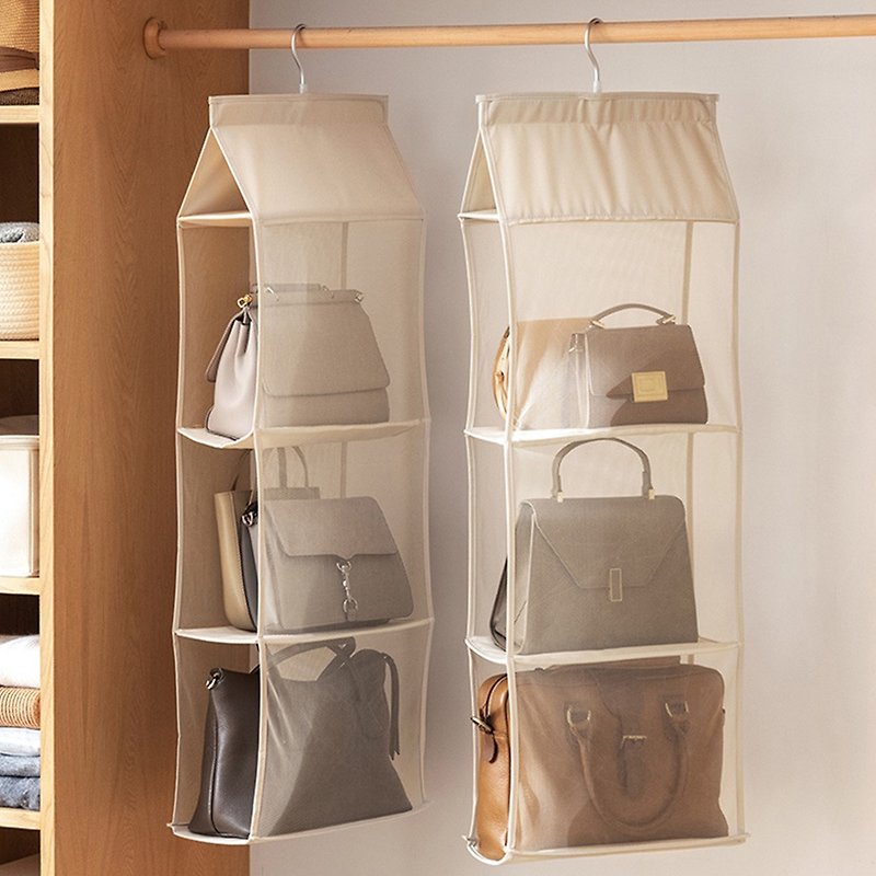 Lazy corner three-dimensional hanging three-layer bag storage bag-3 in - Storage - Other Materials White