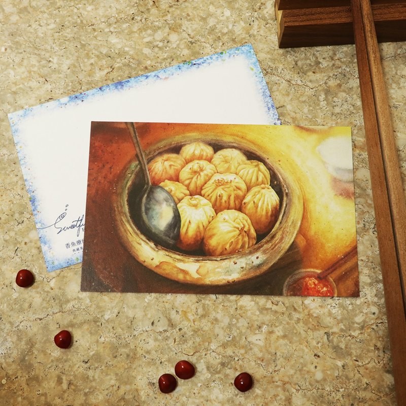 生煎包－美食明信片/食物明信片/美食卡片/食物卡片 - 卡片/明信片 - 紙 黃色