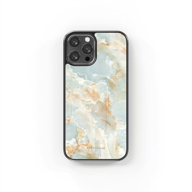 Eco-Friendly Recycled Materials Shockproof Phone Case Light Blue & Beige Marble - เคส/ซองมือถือ - วัสดุอีโค สีน้ำเงิน