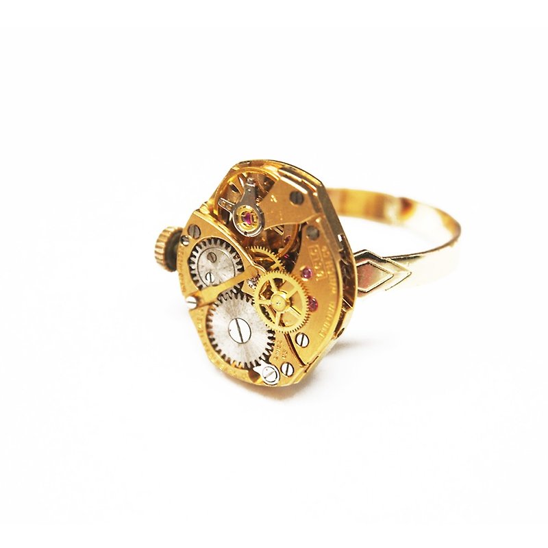 BULOVA vintage 1950s gold diamond watch movement - แหวนคู่ - โลหะ สีทอง