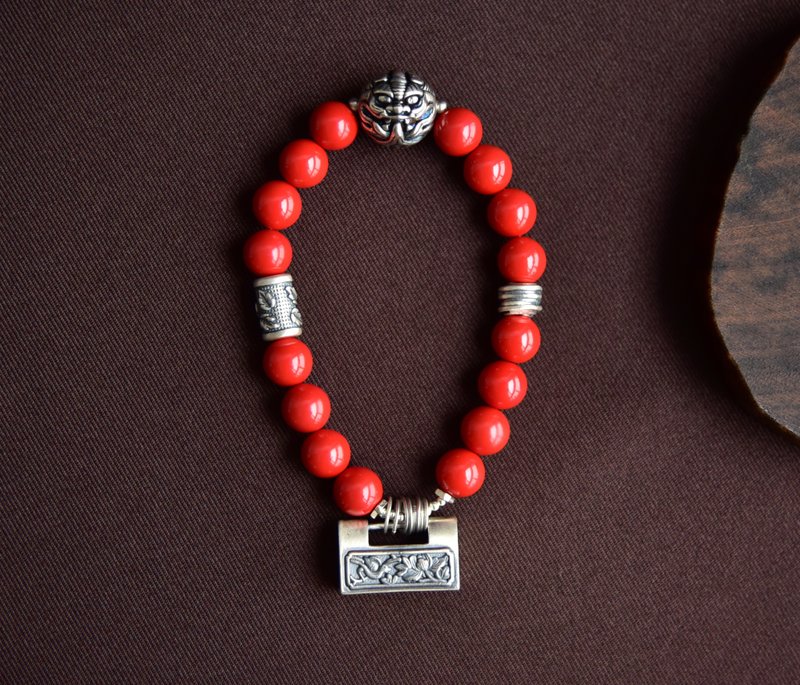 【紅砂】傳統硃砂紅紗闢邪擋煞999足銀傳統寓意古典大氣手串手鏈 - 手鍊/手環 - 其他材質 紅色