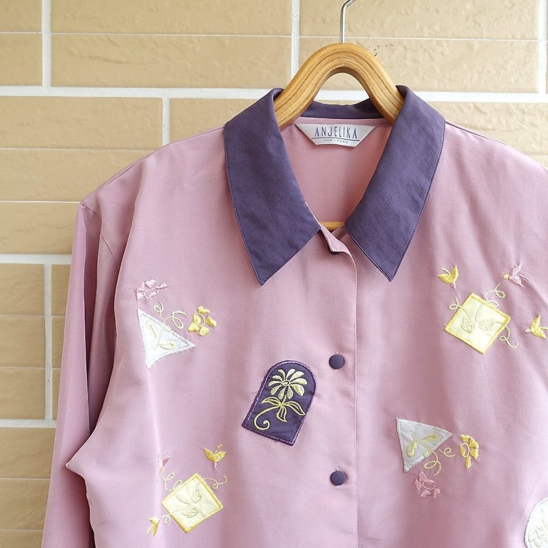 │Slowly │ Ninagawa real flower - ancient shirt │ vintage. Retro - เสื้อเชิ้ตผู้หญิง - วัสดุอื่นๆ หลากหลายสี
