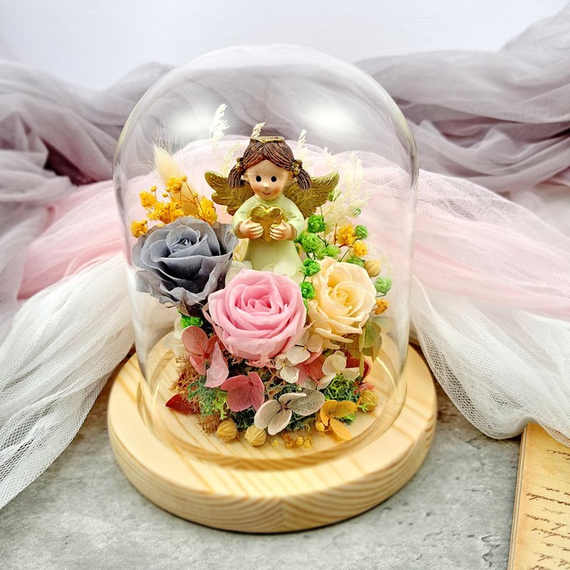 Preserved Flower Glass Cover Birthday Gift Mother's Day Preserved Rose Valentine's Day Gift PF043 - Dried Flowers & Bouquets - Plants & Flowers Purple