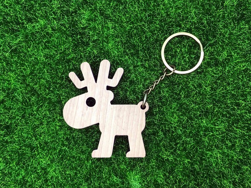 Log Keyring Reindeer Taiwan Black Bear Sheep Monkey Wooden House Chicken Christmas Tree Snowman - Keychains - Wood Brown