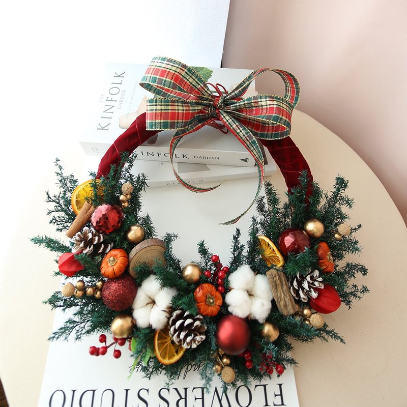 WR11 Christmas wreath/Christmas decoration Christmas decoration retro style Christmas wreath - Dried Flowers & Bouquets - Plants & Flowers 