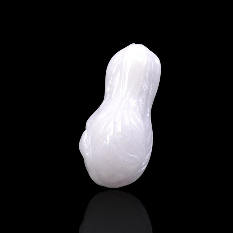 【廣納百財】白翡翡翠白菜項鍊 | 天然緬甸玉翡翠A貨 | 送禮 - 項鍊 - 玉石 白色