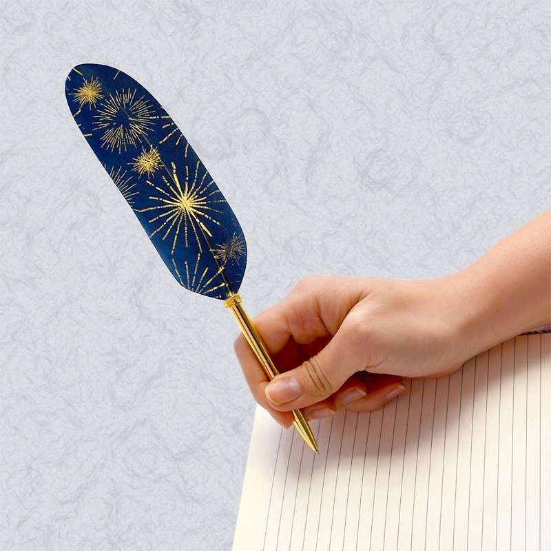 日本Quill Pen 羽毛原子筆Lucia光之使者 L08 羽毛筆 深藍之光 - 原子筆 - 其他材質 藍色
