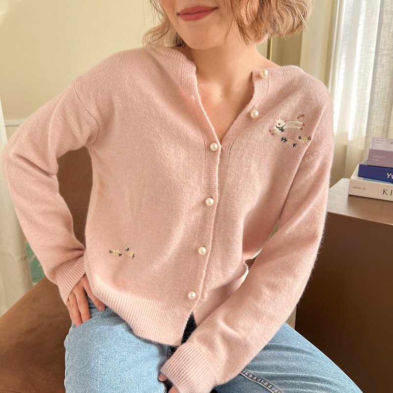 Cardigan(PrimrosePink) : Ribbon Cat - Women's Sweaters - Polyester Pink