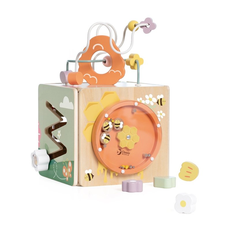 [Germany ClassicWorld] Garden Bee Six-sided Dial Beads_Baby Early Education Enlightenment Toddler Puzzle - ของเล่นเด็ก - ไม้ หลากหลายสี