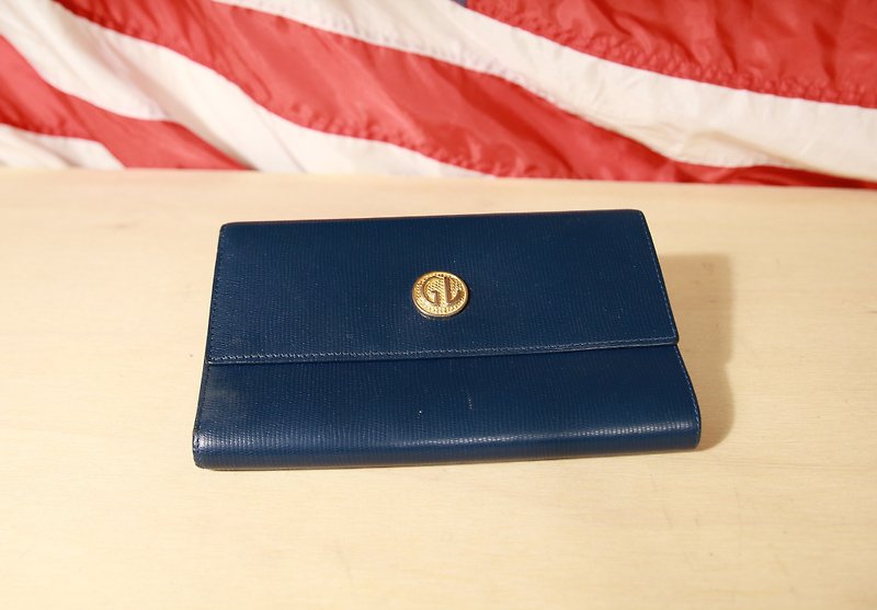 バックグリーンへ::ミッドナイトブルーの長いクリップヴィンテージ財布（WT-41） - 財布 - 革 