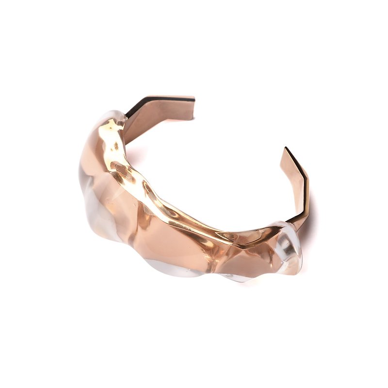 PARADOX Rose Gold Irregular Transparent Bracelet - สร้อยข้อมือ - โลหะ สึชมพู