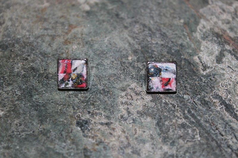 Dream life Fimo pin earrings - ต่างหู - ดินเผา สีแดง