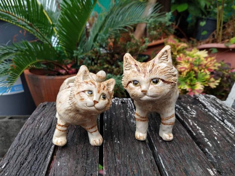 Sand cat planters mother and kitten - Pottery & Ceramics - Pottery Brown