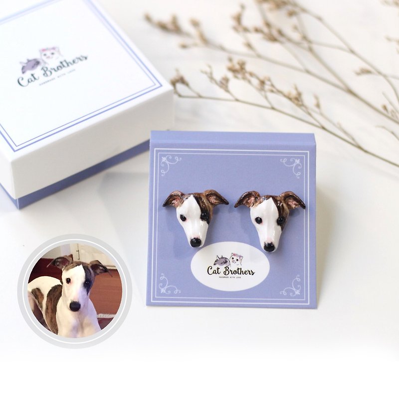 Custom Dog portraits earrings, Custom dog earrings, personalized dog - 耳環/耳夾 - 黏土 多色