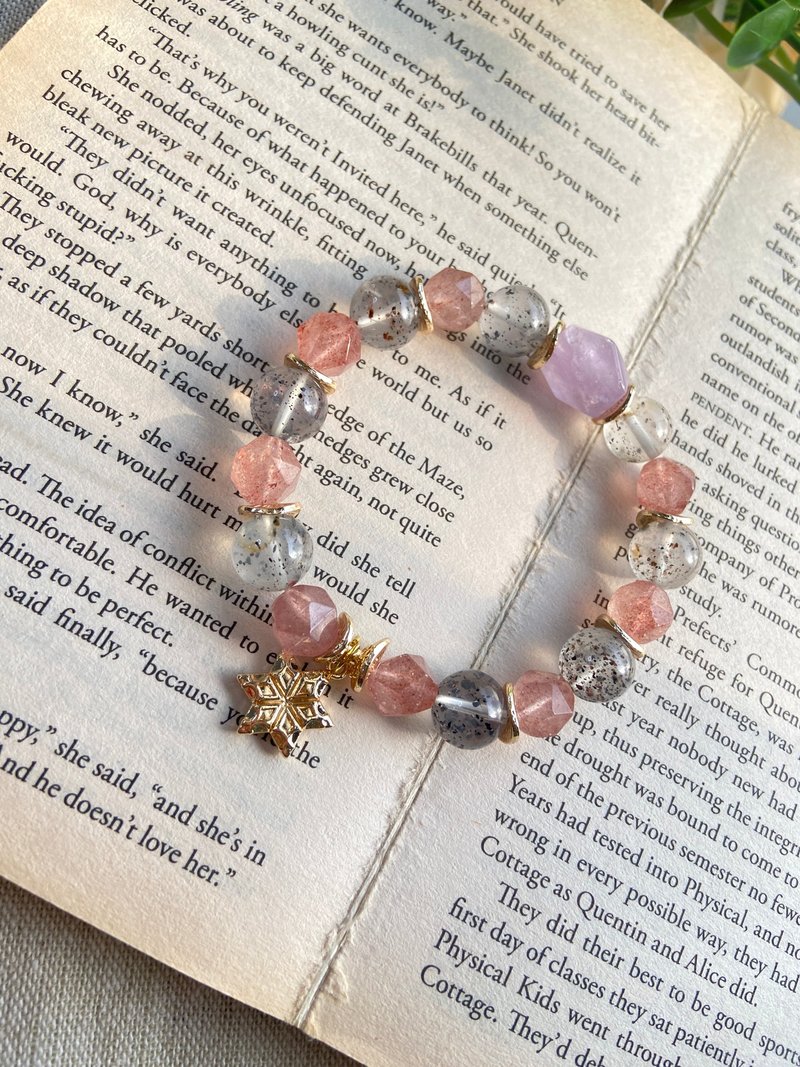 薰衣草隨型/黑雲母/草莓晶 天然礦石手鍊 - 手鍊/手環 - 水晶 多色