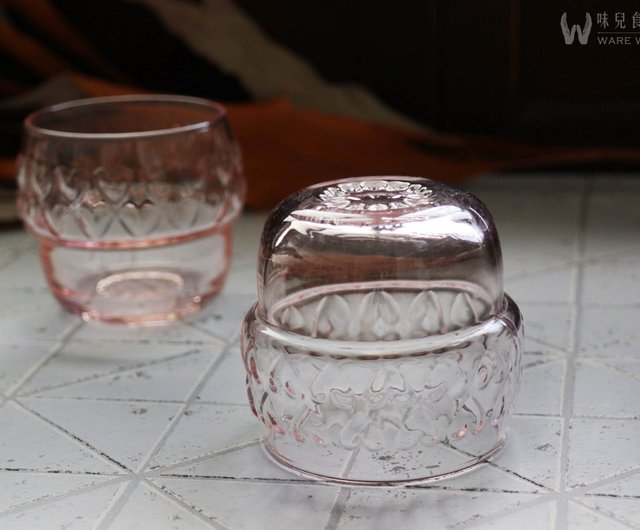 Vintage Pink Glass Tumbler with glass| Vintage pink Glass Pot with glass