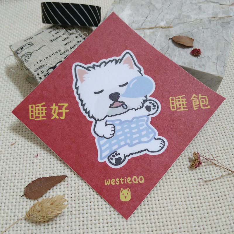 Sleep well and sleep full-Spring Festival couplets-waterproof stickers~Rishee seal-Fai Chun-Fu stickers-West Highland White Terrier - Chinese New Year - Waterproof Material 