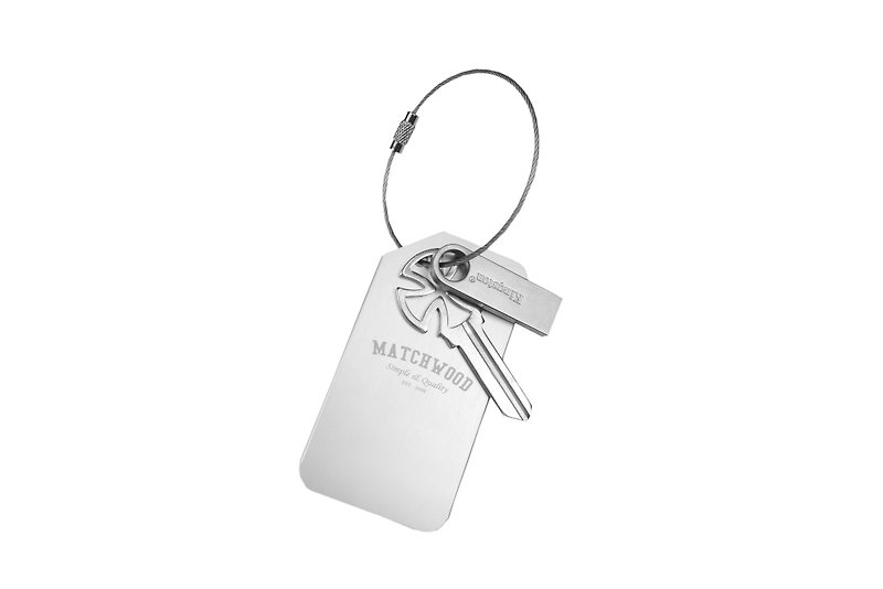 Multifunctional key metal luggage tag Matchwood key ring matte Silver - Keychains - Other Materials Silver