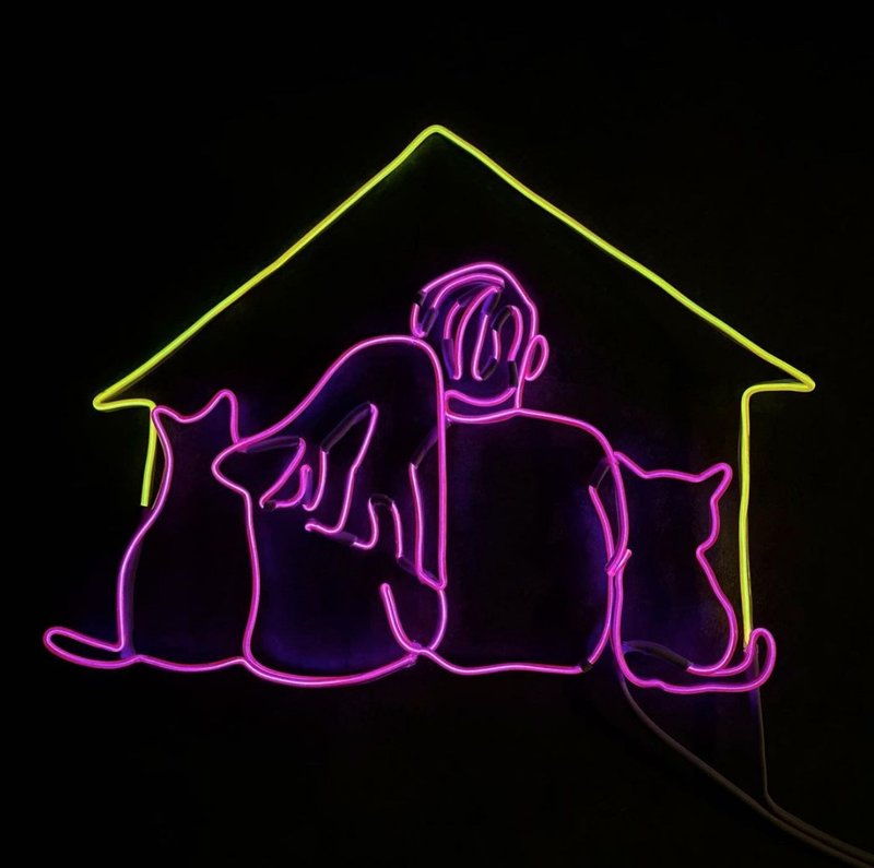 neonlite 客製霓虹文字圖案燈 /貓貓一家/ - 燈具/燈飾 - 塑膠 粉紅色