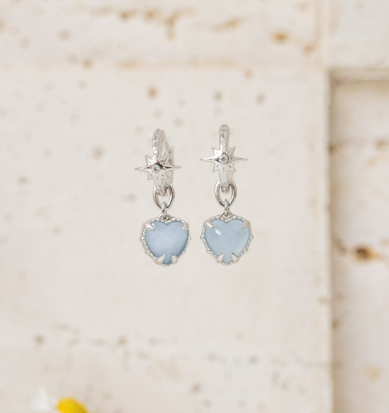 Aqua twinkle aquamarine silver earrings - ต่างหู - เงินแท้ สีเงิน