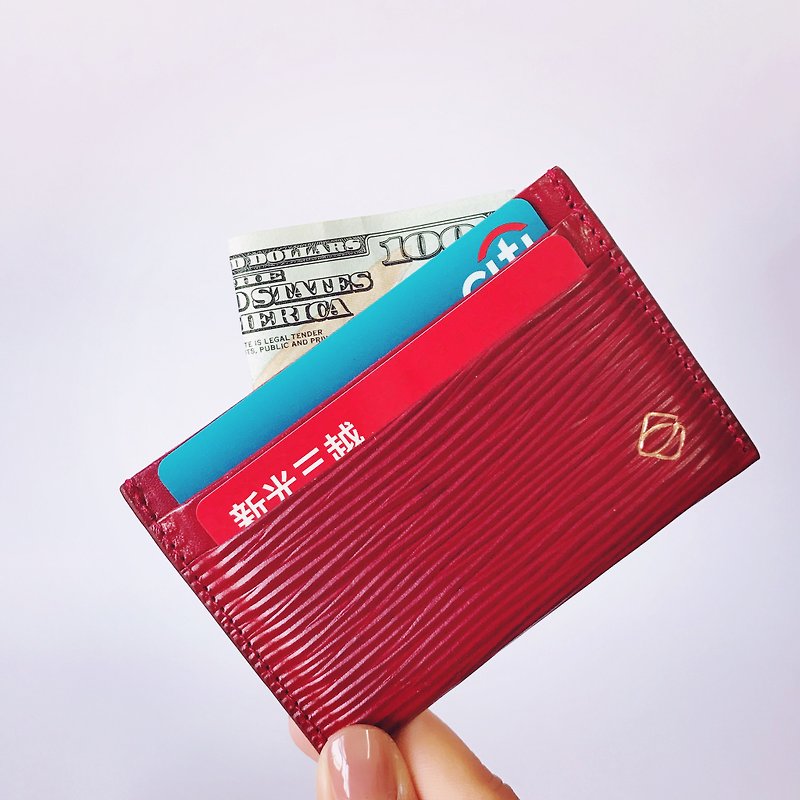 【La Fede】植鞣-AQUA系列-卡夾 (三色) - 證件套/識別證套 - 真皮 藍色