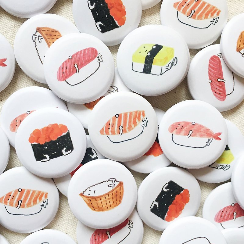 Sushi Pinback Buttons Set - Badges & Pins - Plastic 