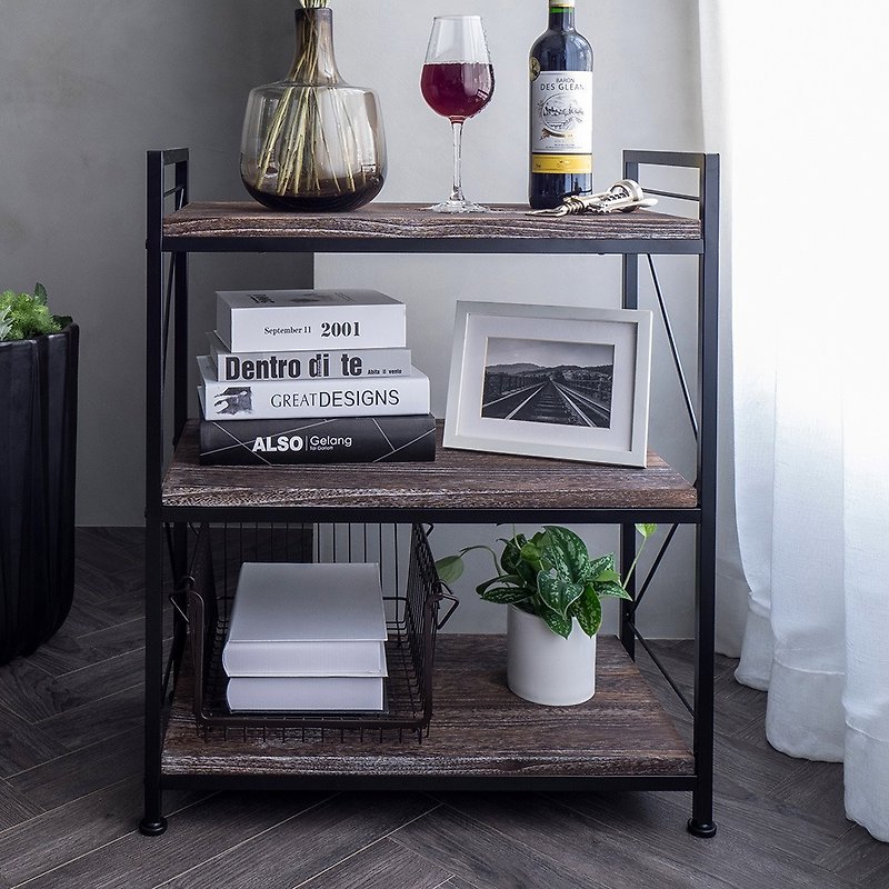 Industrial style shelf trolley/home storage - Storage - Wood Khaki