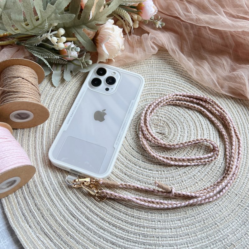 Fine round braided adjustable crossbody cell phone lanyard - Lanyards & Straps - Cotton & Hemp Pink