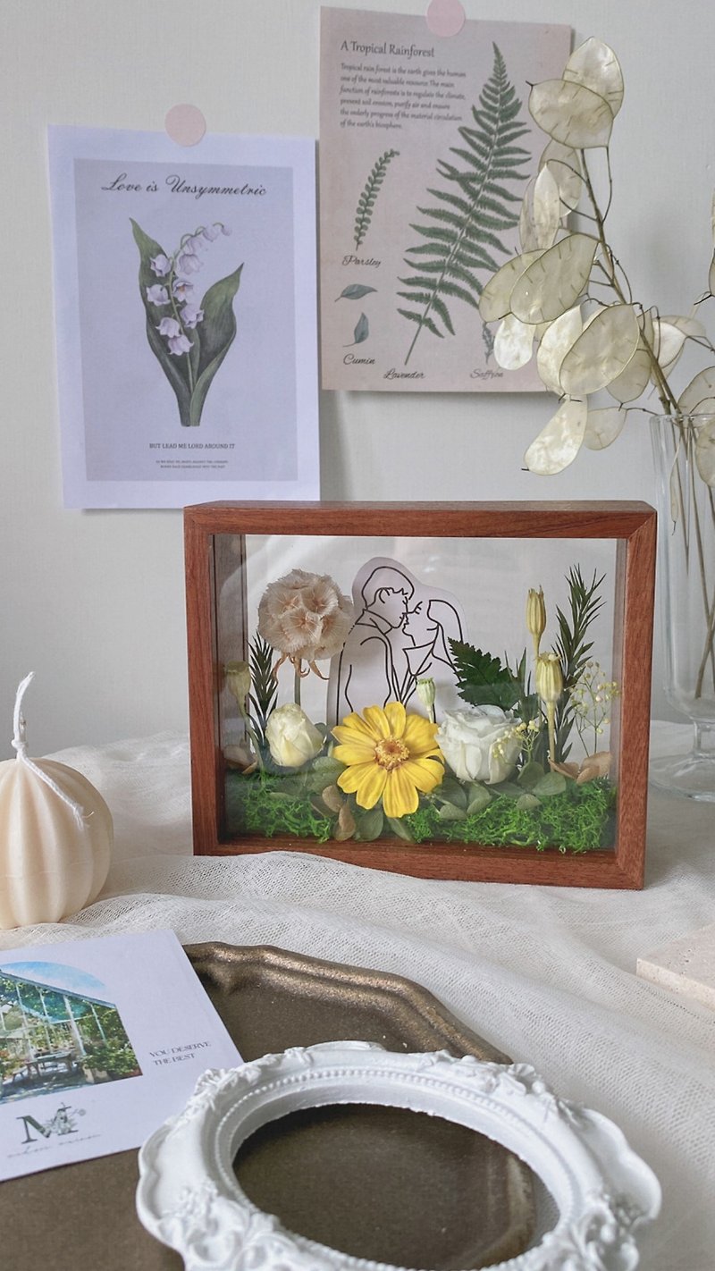 Zinnia Preserved Flower Photo Frame - Dried Flowers & Bouquets - Plants & Flowers 