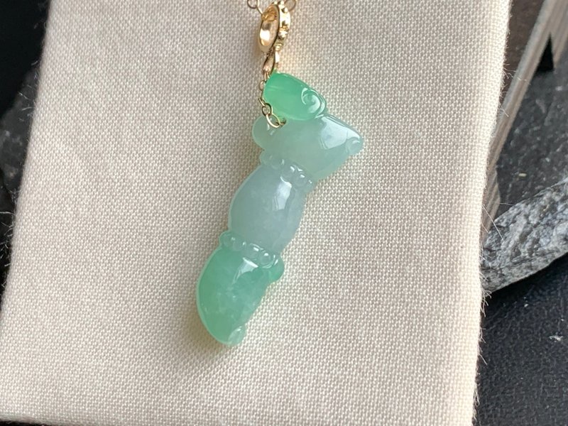 天然緬甸玉翡翠項鍊 文昌筆 大筆進財 14kgf注金項鍊 - 項鍊 - 玉石 綠色