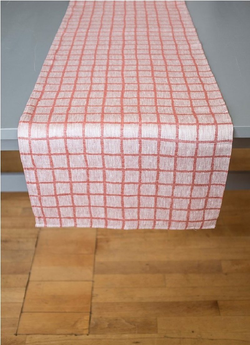 北歐風設計師款 – 格子桌旗, 紅色 Rutig Table Runner, Red - 餐桌布/桌巾/餐墊 - 棉．麻 紅色